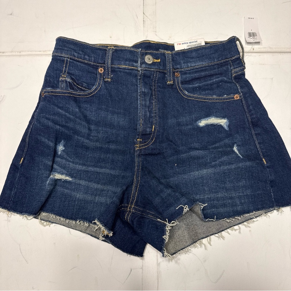 Old Navy Dark Blue Distressed Jean Shorts
